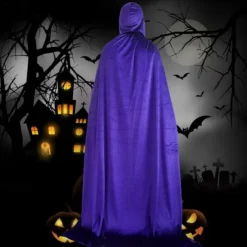 Halloween Cloak Witchcraft Robe Cape for Kids Cape Velvet Hooded Cosplay Party Cloak Wizard Robe Cloak