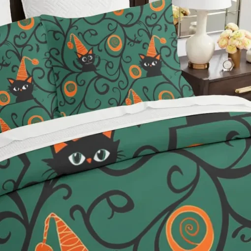 Halloween Collection Duvet Cover Set 3 Piece Set Jack O Lantern Pumpkin Super Soft Skin-friendly Long-lasting