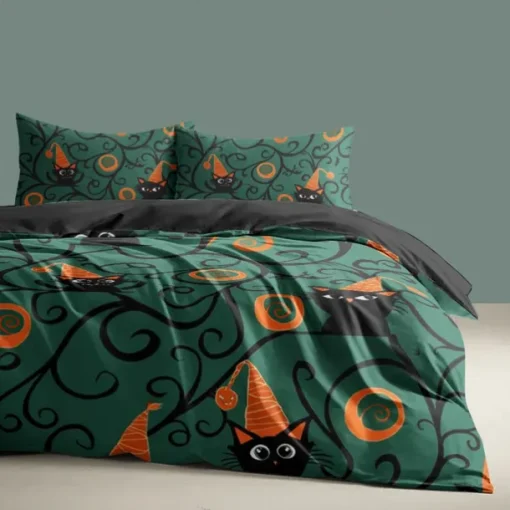 Halloween Collection Duvet Cover Set 3 Piece Set Jack O Lantern Pumpkin Super Soft Skin-friendly Long-lasting