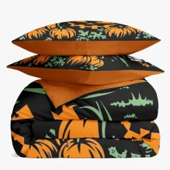 Halloween Collection Duvet Cover Set Jack O Lantern Pumpkin 3 Piece Set Super Soft Skin-friendly Long-lasting