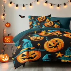 Halloween Collection Duvet Cover Set Jack O Lantern Pumpkin 3 Piece Set Super Soft Skin-friendly Long-lasting