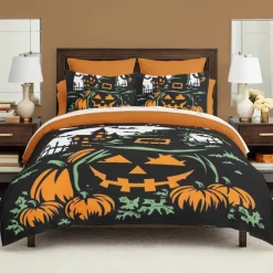 Halloween Collection Duvet Cover Set Jack O Lantern Pumpkin 3 Piece Set Super Soft Skin-friendly Long-lasting