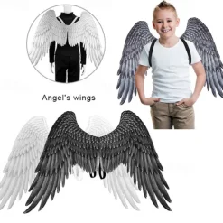 Halloween 3D Angel Wings Mardi Gras Theme Party Cosplay Wings For Kids Adult Big Black Wings Devil Costume