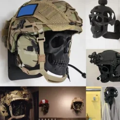 Halloween 3D Skull Helmet Display Stand Removable Skull Accessory Adjustable Height Helmet Holder for Bikers, Motorcyclists, Cyclists Wall Mount Perfect Gift