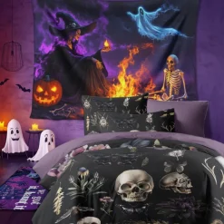 Halloween Dark Style Duvet Cover Set - Eerie and Mysterious Design - Includes Duvet Cover and Pillowcases - Soft and Durable Fabric