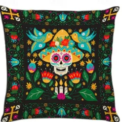 Halloween Day of Dead Decorative Toss Pillows Cover 1PC Soft Square Cushion Case Pillowcase for Bedroom Livingroom Sofa Couch Chair