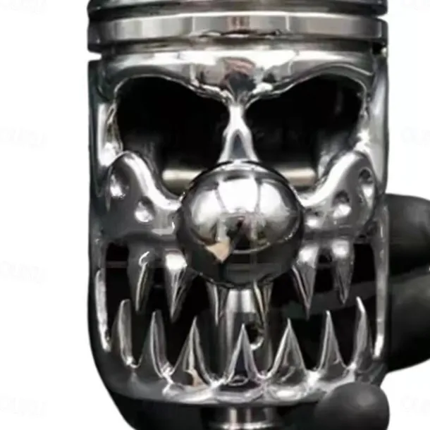 Halloween Decor Metal Skull Shape Stainless Steel Molding Car Gear Shift Knob Cover, Automatic Manual Transmission Shift Knob Selector Fits Most Automatic Vehicles