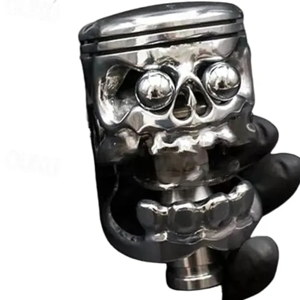 Halloween Decor Metal Skull Shape Stainless Steel Molding Car Gear Shift Knob Cover, Automatic Manual Transmission Shift Knob Selector Fits Most Automatic Vehicles