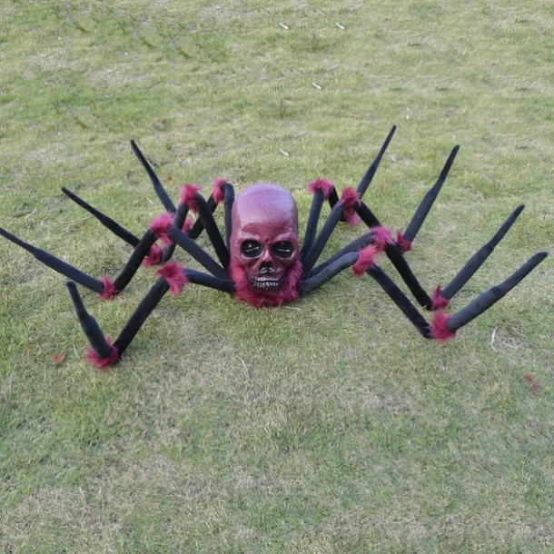Halloween Decor Scary, Halloween Giant Spider Decorations with Glowing Eyes, Crawling Zombie with Sound Effect for Indoor Outdoor