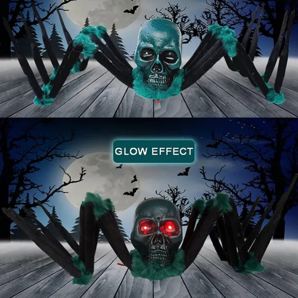 Halloween Decor Scary, Halloween Giant Spider Decorations with Glowing Eyes, Crawling Zombie with Sound Effect for Indoor Outdoor