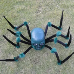 Halloween Decor Scary, Halloween Giant Spider Decorations with Glowing Eyes, Crawling Zombie with Sound Effect for Indoor Outdoor