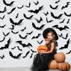 Halloween Decoration 3D Black PVC Bat Halloween Party Bar Room Halloween Party Scary Decor Props Wall Sticker Halloween Decor Halloween Supplies