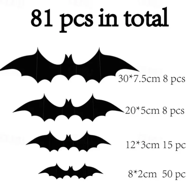 Halloween Decoration 3D Black PVC Bat Halloween Party Bar Room Halloween Party Scary Decor Props Wall Sticker Halloween Decor Halloween Supplies