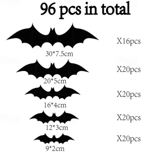 Halloween Decoration 3D Black PVC Bat Halloween Party Bar Room Halloween Party Scary Decor Props Wall Sticker Halloween Decor Halloween Supplies