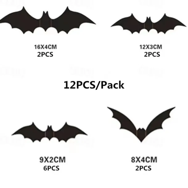 Halloween Decoration 3D Black PVC Bat Halloween Party Bar Room Halloween Party Scary Decor Props Wall Sticker Halloween Decor Halloween Supplies