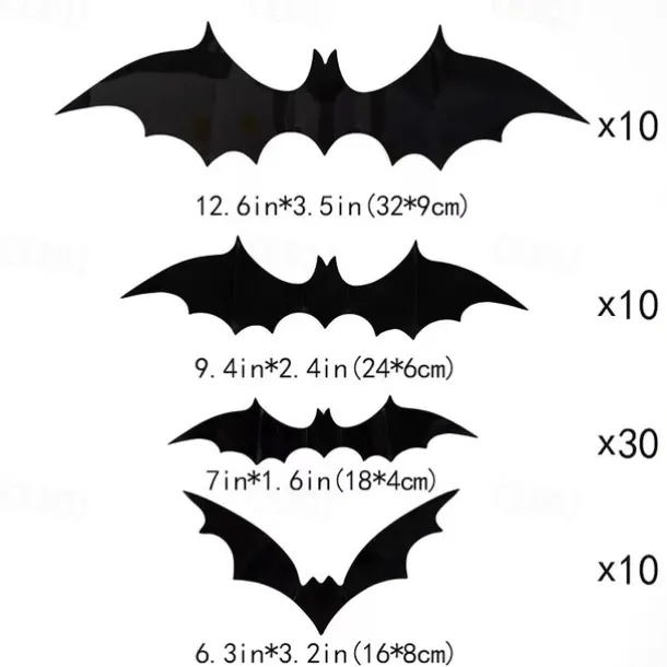 Halloween Decoration 3D Black PVC Bat Halloween Party Bar Room Halloween Party Scary Decor Props Wall Sticker Halloween Decor Halloween Supplies