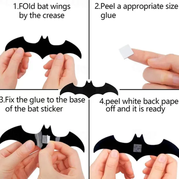 Halloween Decoration 3D Black PVC Bat Halloween Party Bar Room Halloween Party Scary Decor Props Wall Sticker Halloween Decor Halloween Supplies