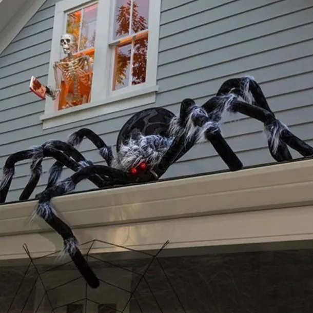 Halloween Decoration Spider, Outdoor Halloween Spider Decorations, Black Soft Hairy Scary Spider Realistic Large Spider Props for Home, Yard, Party Creepy Halloween Decor