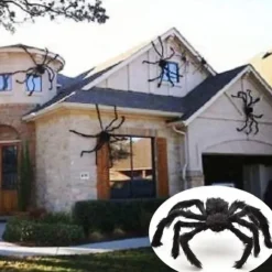 Halloween Decoration Spider, Outdoor Halloween Spider Decorations, Black Soft Hairy Scary Spider Realistic Large Spider Props for Home, Yard, Party Creepy Halloween Decor
