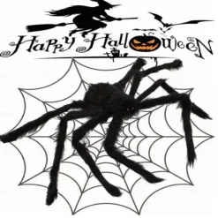 Halloween Decoration Spider, Outdoor Halloween Spider Decorations, Black Soft Hairy Scary Spider Realistic Large Spider Props for Home, Yard, Party Creepy Halloween Decor