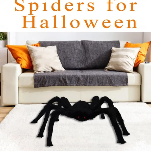 Halloween Decoration Spider, Outdoor Halloween Spider Decorations, Black Soft Hairy Scary Spider Realistic Large Spider Props for Home, Yard, Party Creepy Halloween Decor