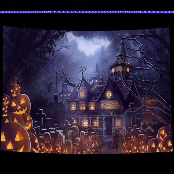 Halloween Decorations Backlight Tapestry Jack O Lantern UV Reactive Hanging Fluorescent Home Decoration Background Cloth Art Home Bedroom Living Room