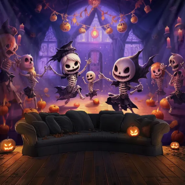 Halloween Decorations Cute Skeleton Hanging Tapestry Wall Art Large Tapestry Mural Decor Photograph Backdrop Blanket Curtain Home Bedroom Living Room