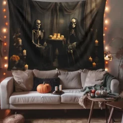 Halloween Decorations Death Pumpkin Hanging Tapestry Wall Art Large Tapestry Mural Decor Photograph Backdrop Blanket Curtain Home Bedroom Living Room Decoration