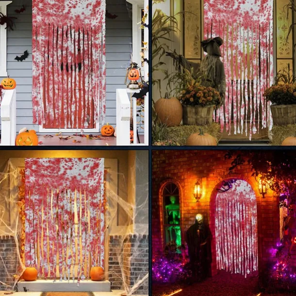Halloween Decorations Decor Indoor Halloween Blood Weapon Banner Garland Banner Door Curtain for Halloween Party Decorations Halloween Bathroom Decor