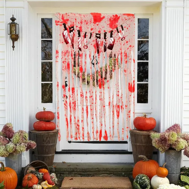 Halloween Decorations Decor Indoor Halloween Blood Weapon Banner Garland Banner Door Curtain for Halloween Party Decorations Halloween Bathroom Decor