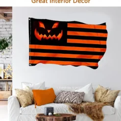 Halloween Decorations Flags Pumpkin Trick Or Treat House Flags Outdoor Durable Flag Outdoor Flagpole Banner Decoration Patio Pochy