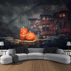 Halloween Decorations Ghost Hanging Tapestry Wall Art Large Tapestry Mural Decor Photograph Backdrop Blanket Curtain Home Bedroom Living Room Decoration Haunted House