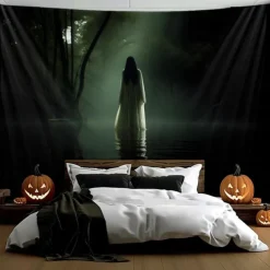 Halloween Decorations Ghost Bride Hanging Tapestry Wall Art Large Tapestry Mural Decor Photograph Backdrop Blanket Curtain Home Bedroom Living Room Decoration