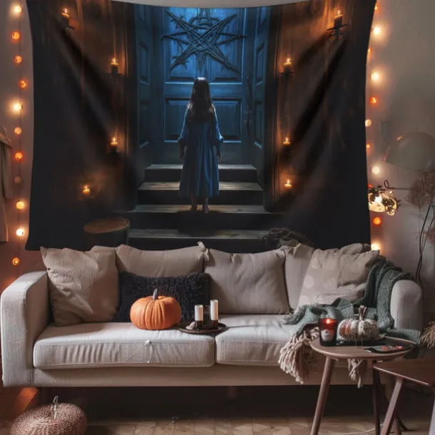 Halloween Decorations Girl Ghost Hanging Tapestry Wall Art Large Tapestry Mural Decor Photograph Backdrop Blanket Curtain Home Bedroom Living Room
