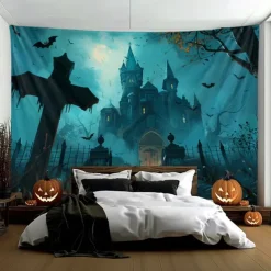 Halloween Decorations Graveyard Hanging Tapestry Wall Art Large Tapestry Mural Decor Photograph Backdrop Blanket Curtain Home Bedroom Living Room