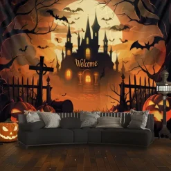 Halloween Decorations Graveyard Hanging Tapestry Wall Art Large Tapestry Mural Decor Photograph Backdrop Blanket Curtain Home Bedroom Living Room