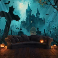 Halloween Decorations Graveyard Hanging Tapestry Wall Art Large Tapestry Mural Decor Photograph Backdrop Blanket Curtain Home Bedroom Living Room