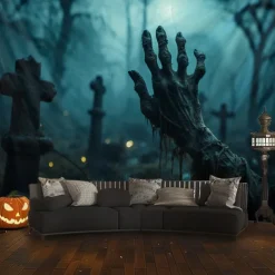 Halloween Decorations Graveyard Hanging Tapestry Wall Art Large Tapestry Mural Decor Photograph Backdrop Blanket Curtain Home Bedroom Living Room Zombie Ghost