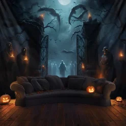 Halloween Decorations Graveyard Ghost Hanging Tapestry Wall Art Large Tapestry Mural Decor Photograph Backdrop Blanket Curtain Home Bedroom Living Room