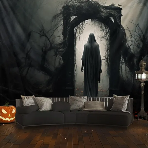 Halloween Decorations Graveyard Ghost Hanging Tapestry Wall Art Large Tapestry Mural Decor Photograph Backdrop Blanket Curtain Home Bedroom Living Room