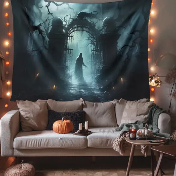 Halloween Decorations Graveyard Ghost Hanging Tapestry Wall Art Large Tapestry Mural Decor Photograph Backdrop Blanket Curtain Home Bedroom Living Room