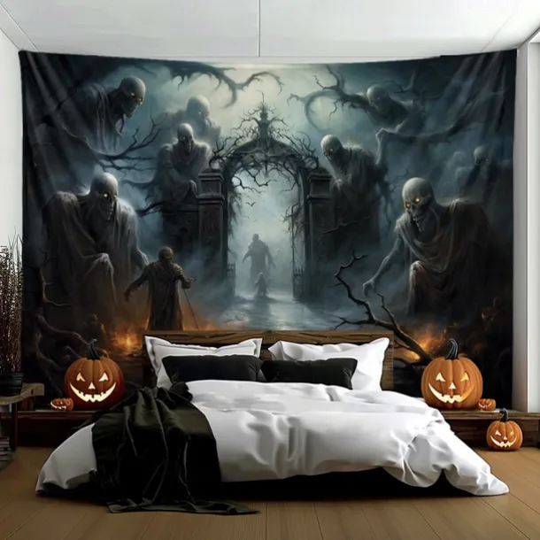 Halloween Decorations Graveyard Ghost Hanging Tapestry Wall Art Large Tapestry Mural Decor Photograph Backdrop Blanket Curtain Home Bedroom Living Room