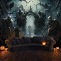 Halloween Decorations Graveyard Ghost Hanging Tapestry Wall Art Large Tapestry Mural Decor Photograph Backdrop Blanket Curtain Home Bedroom Living Room