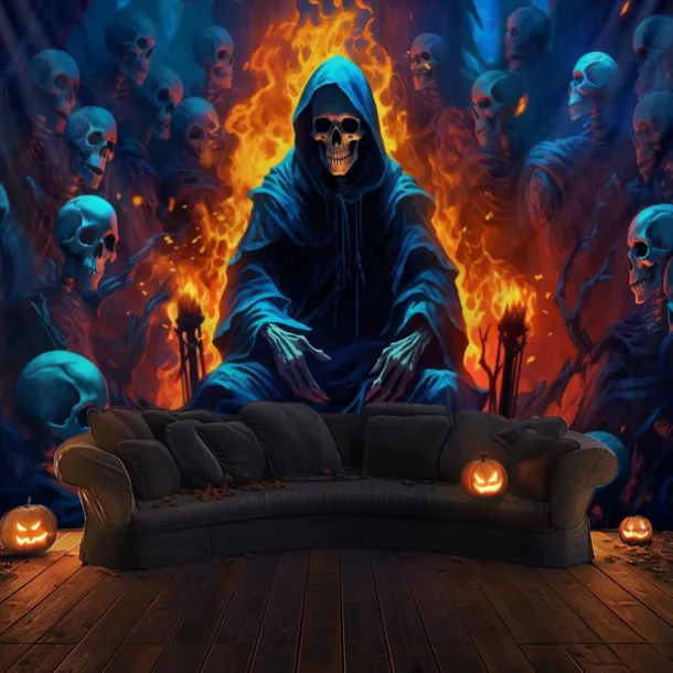 Halloween Decorations Green Skulls Hanging Tapestry Wall Art Large Tapestry Mural Decor Photograph Backdrop Blanket Curtain Home Bedroom Living Room