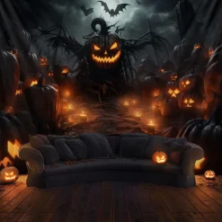 Halloween Decorations Hanging Tapestry Evil Pumpkins Jack O Lantern Wall Art Large Tapestry Mural Decor Photograph Backdrop Blanket Curtain Home Bedroom Living Room