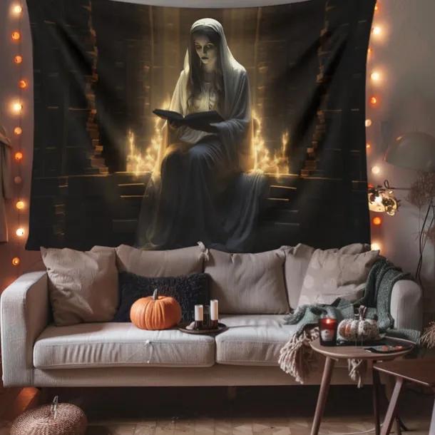 Halloween Decorations Hanging Tapestry Ghost Bride Reading Wall Art Large Tapestry Mural Decor Photograph Backdrop Blanket Curtain Home Bedroom Living Room