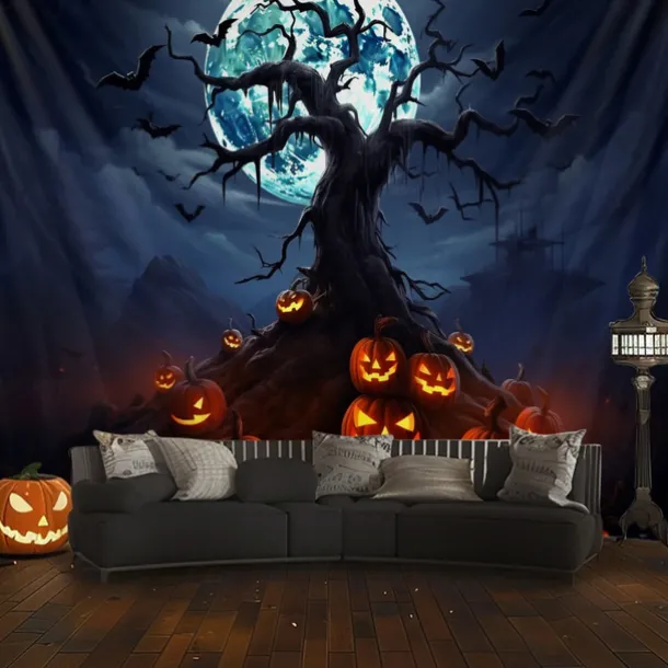 Halloween Decorations Hanging Tapestry Jack O Lantern Pumpkin Tree Wall Art Large Tapestry Mural Decor Photograph Backdrop Blanket Curtain Home Bedroom Living Room