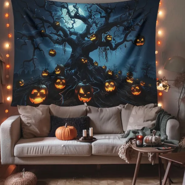 Halloween Decorations Hanging Tapestry Jack O Lantern Pumpkin Tree Wall Art Large Tapestry Mural Decor Photograph Backdrop Blanket Curtain Home Bedroom Living Room