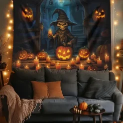 Halloween Decorations Hanging Tapestry Scarecrow Pumpkin Wall Art Large Tapestry Mural Decor Photograph Backdrop Blanket Curtain Home Bedroom Living Room