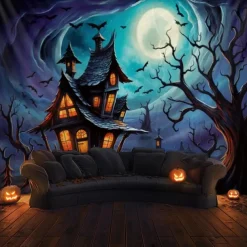 Halloween Decorations Hanging Tapestry Scarecrow Pumpkin Wall Art Large Tapestry Mural Decor Photograph Backdrop Blanket Curtain Home Bedroom Living Room